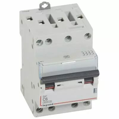 Disjoncteur DX� 6000 -vis/vis- 4P- 400V~-6A-10kA-courbeC-peigne HX� opti 4P - 3M (407905)
