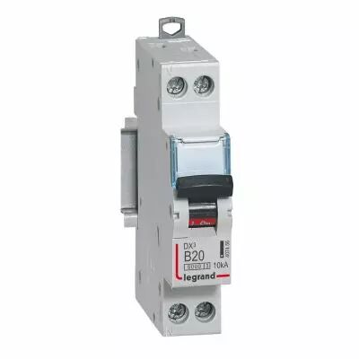 Disjoncteur DX� 6000 -vis/vis- U+N- 230V~ -20A-10kA-courbe B-peigne HX� opti 1P/3P - 1M (407456)