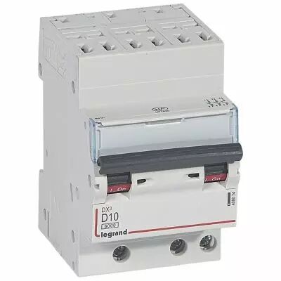 Disjoncteur DX� 6000-auto/vis-3P-400V -10A-10kA-courbe D-peigne HX� opti 4P - 3M (408074)