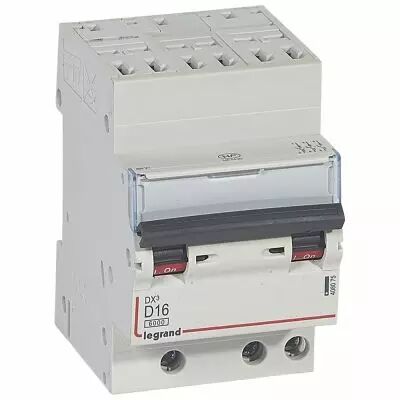 Disjoncteur DX� 6000-auto/vis-3P-400V -16A-10kA-courbe D-peigne HX� opti 4P - 3M (408075)