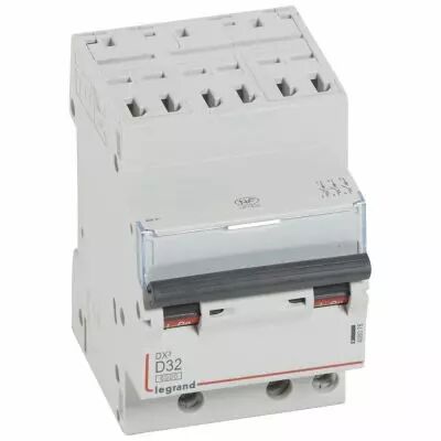 Disjoncteur DX� 6000-auto/vis-3P-400V -32A-10kA-courbe D-peigne HX� opti 4P - 3M (408078)