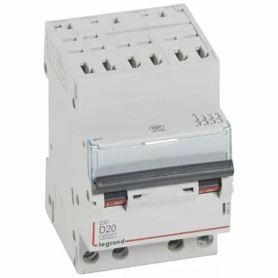 Disjoncteur DX� 6000-auto/vis-4P-400V~-20A-10kA-courbe D-peigne HX� opti 4P - 3M (408134)