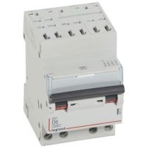 Disjoncteur DX³ 6000-auto/vis-4P-400V~-6A-10kA -courbe D-peigne HX³ opti 4P - 3M (408131)