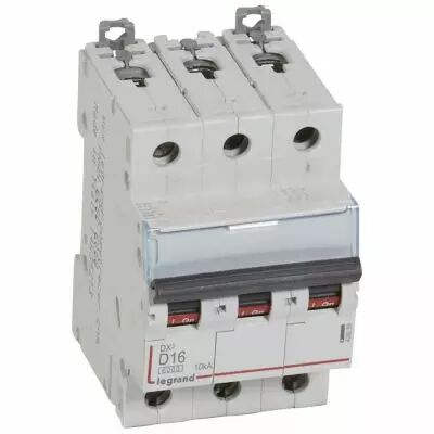 Disjoncteur DX� 6000-vis/vis-3P-400V~-16A-10kA-courbe D-peigne HX� trad 3P-3M (408059)