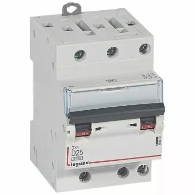 Disjoncteur DX� 6000-vis/vis-3P-400V~-25A-10kA-courbe D-peigne HX� opti 4P - 3M (408070)