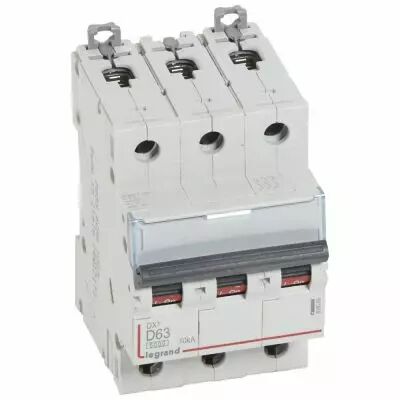 Disjoncteur DX� 6000-vis/vis-3P-400V~-63A-10kA-courbe D-peigne HX� trad 3P-3M (408065)