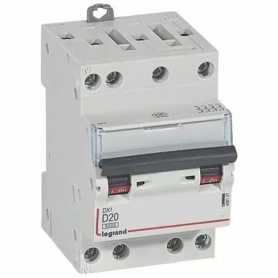 Disjoncteur DX� 6000-vis/vis-4P-400V~-20A-10kA-courbe D-peigne HX� opti 4P - 3M (408127)