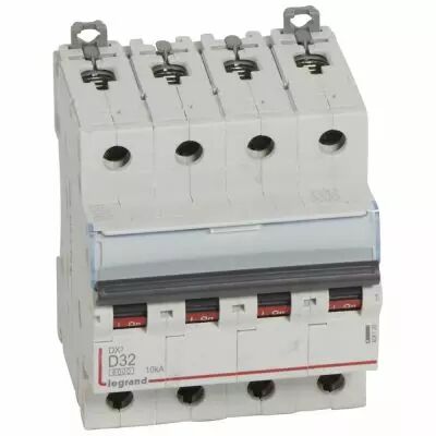 Disjoncteur DX� 6000-vis/vis-4P-400V~-32A-10kA-courbe D-peigne HX� trad 4P - 4M (408120)