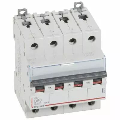 Disjoncteur DX� 6000-vis/vis-4P-400V~-50A-10kA-courbe D-peigne HX� trad 4P - 4M (408122)