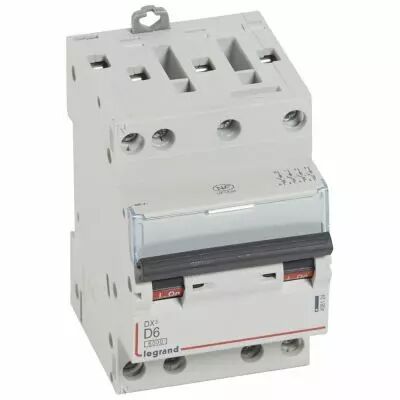 Disjoncteur DX� 6000-vis/vis-4P-400V~-6A-10kA-courbe D-peigne HX� opti 4P - 3M (408124)