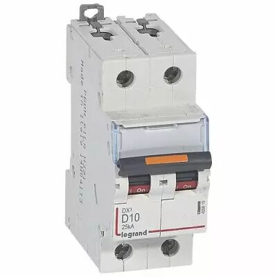 Disjoncteur DX�-vis/vis-2P-230/400V~-10A-25kA-courbe D - 2M (409819)