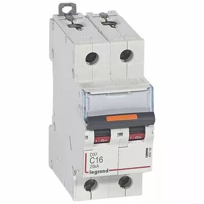 Disjoncteur DX�-vis/vis-2P-230/400V~-16A-25kA-courbe D - 2M (409820)