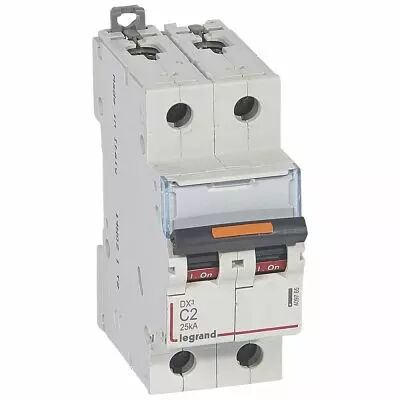 Disjoncteur DX�-vis/vis-2P-230/400V~-2A-25kA-courbe C - 2M (409765)