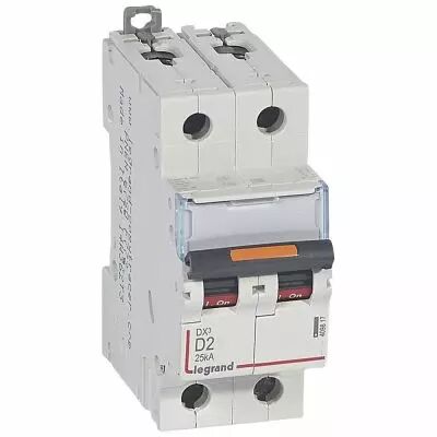 Disjoncteur DX�-vis/vis-2P-230/400V~-2A-25kA-courbe D - 2M (409817)