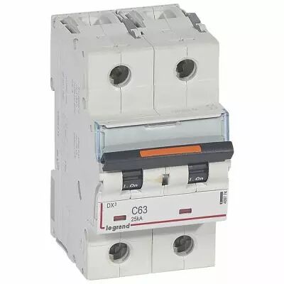 Disjoncteur DX�-vis/vis-2P-230/400V~-63A-25kA-courbe C - 3M (409774)