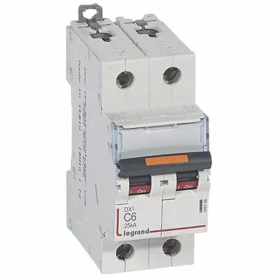 Disjoncteur DX�-vis/vis-2P-230/400V~-6A-25kA-courbe C - 2M (409766)