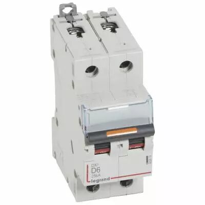 Disjoncteur DX�-vis/vis-2P-230/400V~-6A-25kA-courbe D - 2M (409818)
