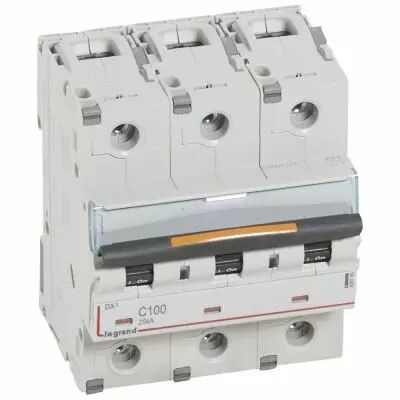 Disjoncteur DX�-vis/vis-3P-400V~-100A-25kA-courbe C - 4,5M (409789)