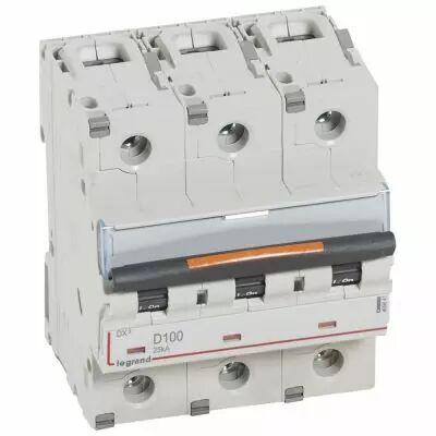 Disjoncteur DX�-vis/vis-3P-400V~-100A-25kA-courbe D - 4,5M (409841)
