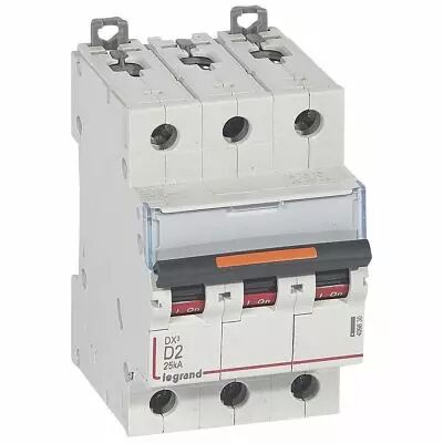 Disjoncteur DX�-vis/vis-3P-400V~-2A-25kA-courbe D - 3M (409830)