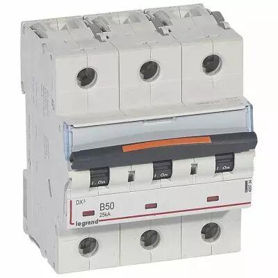 Disjoncteur DX�-vis/vis-3P-400V~-50A-25kA-courbe B - 4,5M (409734)