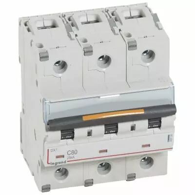 Disjoncteur DX�-vis/vis-3P-400V~-80A-25kA-courbe C - 4,5M (409788)