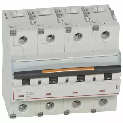 Disjoncteur DX�-vis/vis-4P-400V~-100A-25kA-courbe C - 6M (409802)