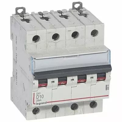 Disjoncteur DX�-vis/vis-4P-400V~-10A-25kA-courbe D - 4M (409845)