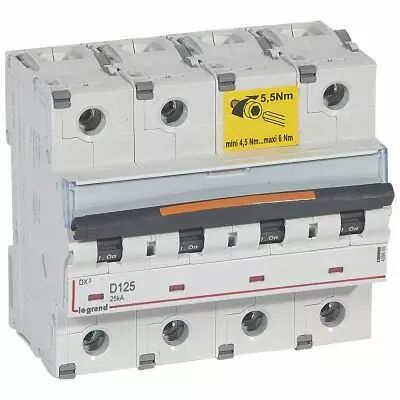Disjoncteur DX�-vis/vis-4P-400V~-125A-25kA-courbe D - 6M (409855)