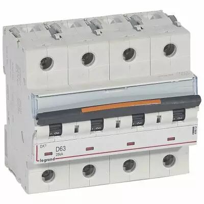 Disjoncteur DX�-vis/vis-4P-400V~-63A-25kA-courbe D - 6M (409852)