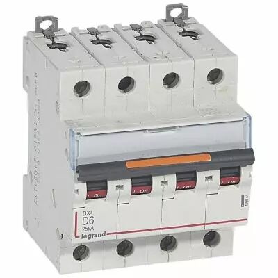 Disjoncteur DX�-vis/vis-4P-400V~-6A-25kA-courbe D - 4M (409844)