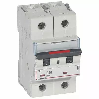Disjoncteur magn�to-therm DX� - 2P - 16 A - 36 kA - courbe C - 3M (410008)