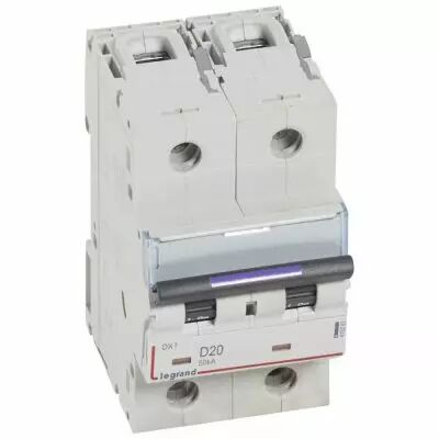 Disjoncteur magn�to-therm DX� - 2P - 20 A - 50 kA - courbe D - 3M (410201)