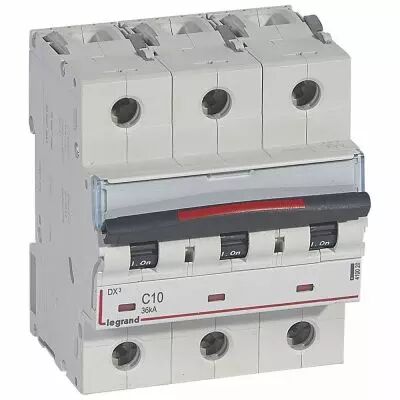 Disjoncteur magn�to-therm DX� - 3P - 10 A - 36 kA - courbe C - 4,5M (410020)