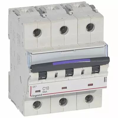 Disjoncteur magn�to-therm DX� - 3P - 10 A - 50 kA - courbe C - 4,5M (410160)
