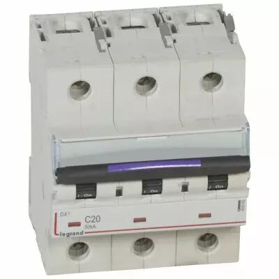 Disjoncteur magn�to-therm DX� - 3P - 20 A - 50 kA - courbe C - 4,5M (410162)
