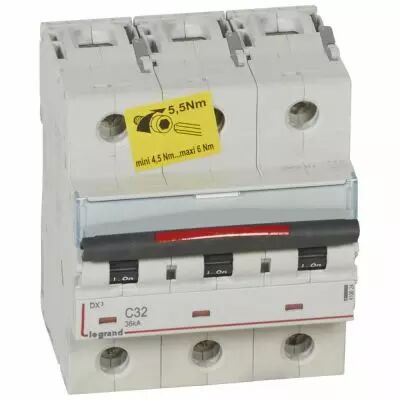 Disjoncteur magn�to-therm DX� - 3P - 32 A - 36 kA - courbe C - 4,5M (410024)