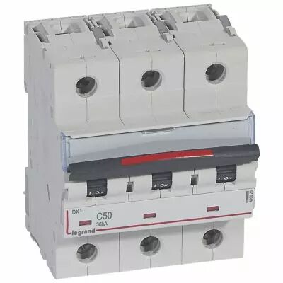 Disjoncteur magn�to-therm DX� - 3P - 50 A - 36 kA - courbe C - 4,5M (410026)