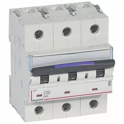 Disjoncteur magn�to-therm DX� - 3P - 50 A - 50 kA - courbe C - 4,5M (410166)