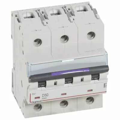Disjoncteur magn�to-therm DX� - 3P - 50 A - 50 kA - courbe D - 4,5M (410218)