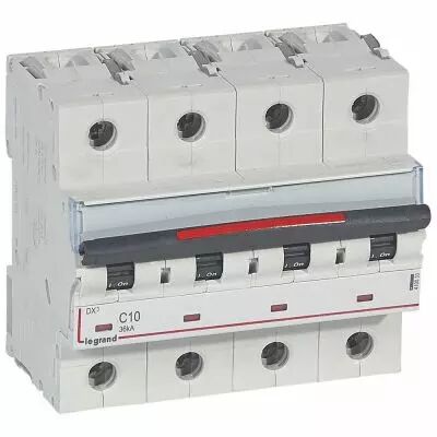 Disjoncteur magn�to-therm DX� - 4P - 10 A - 36 kA - courbe C - 6M (410033)