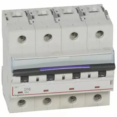 Disjoncteur magn�to-therm DX� - 4P - 16 A - 50 kA - courbe D - 6M (410226)