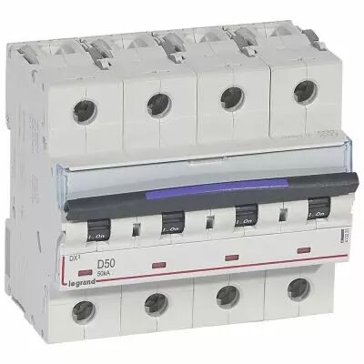 Disjoncteur magn�to-therm DX� - 4P - 50 A - 50 kA - courbe D - 6M (410231)