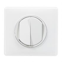Double Interrupteur ou va-et-vient avec Plaque Céliane Soft - Blanc (099566)
