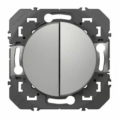 Double interrupteur ou va-et-vient dooxie 10AX 250V~ finition alu (600102)