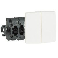 Double poussoir appareillage saillie composable - 6 A - blanc