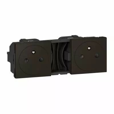 Double prise de courant 2P+T Surface pr�c�bl�es Mosaic 2x2 modules - noir mat (079134L)