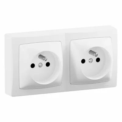 Double prise de courant avec terre - 2 postes - Saillie (086076L)