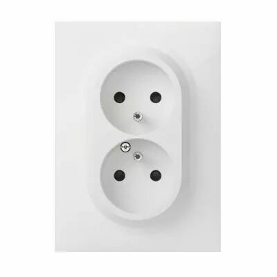 Double prise de courant compacte monobloc easyr�no 2P+T dooxie one 16A livr�e avec plaque carr�e blanche et griffes (600721)