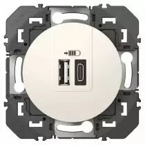 double prise usb 1 type-a + 1 type-c dooxie 3a finition blanc (600482)